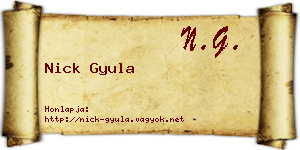 Nick Gyula névjegykártya